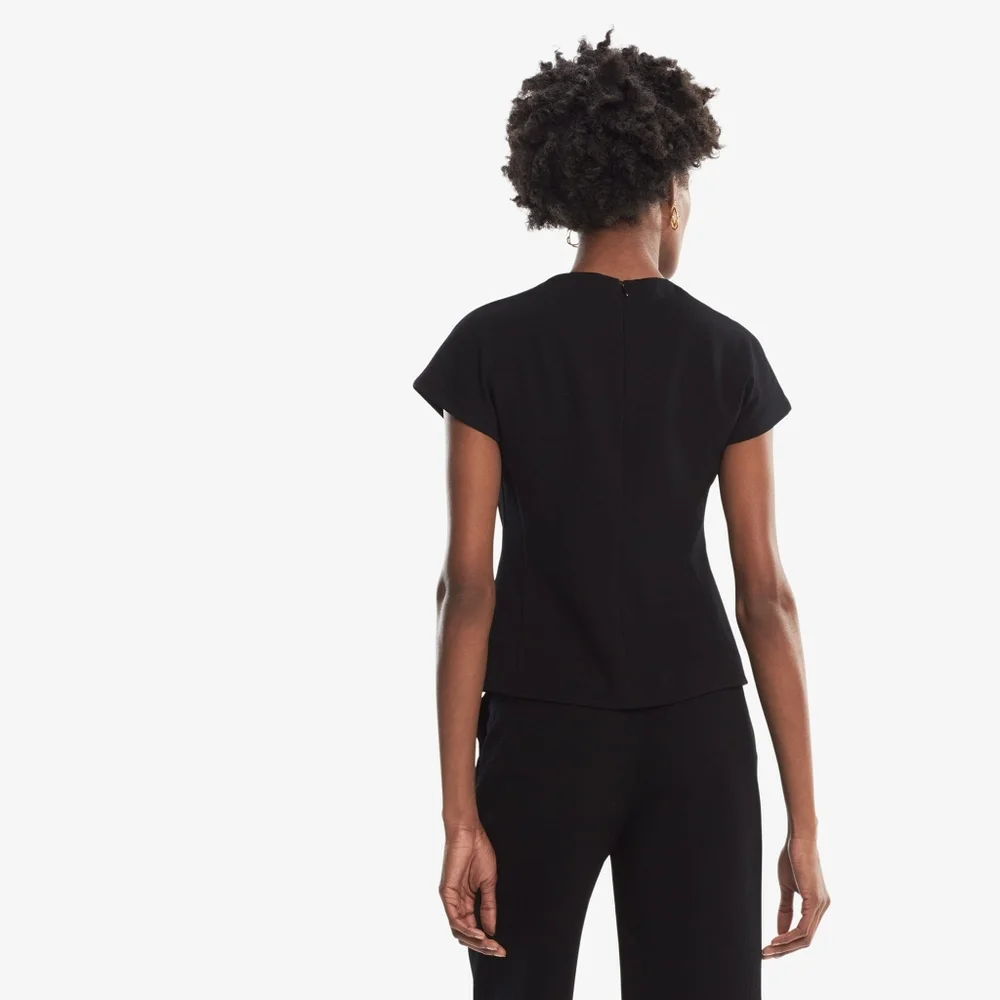 Luxury Sophisticated Officewear MM LaFleur McDonough Top Staccato Black Small - Picture 2 of 5